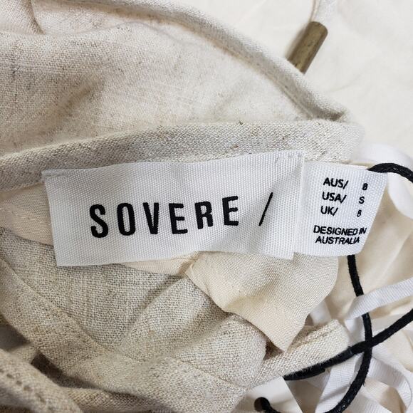 Sovere Womens Small Retold Hankey Hem Linen Blend Halter Top Tan NEW - Picture 7 of 8